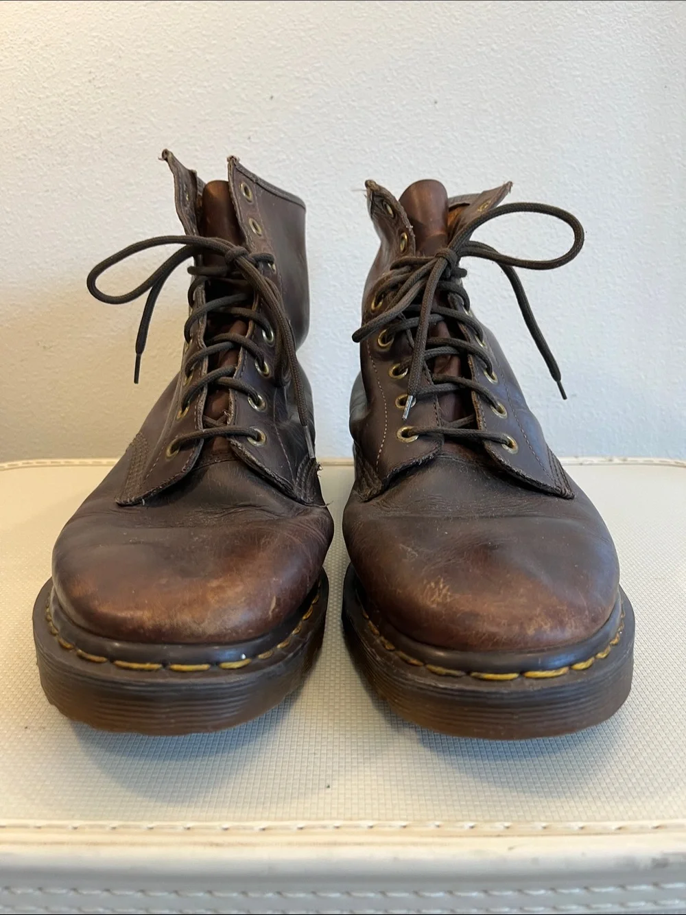 Vintage Dr. Martens Brown 8 Eye Leather Lace-Up Ankle Boots